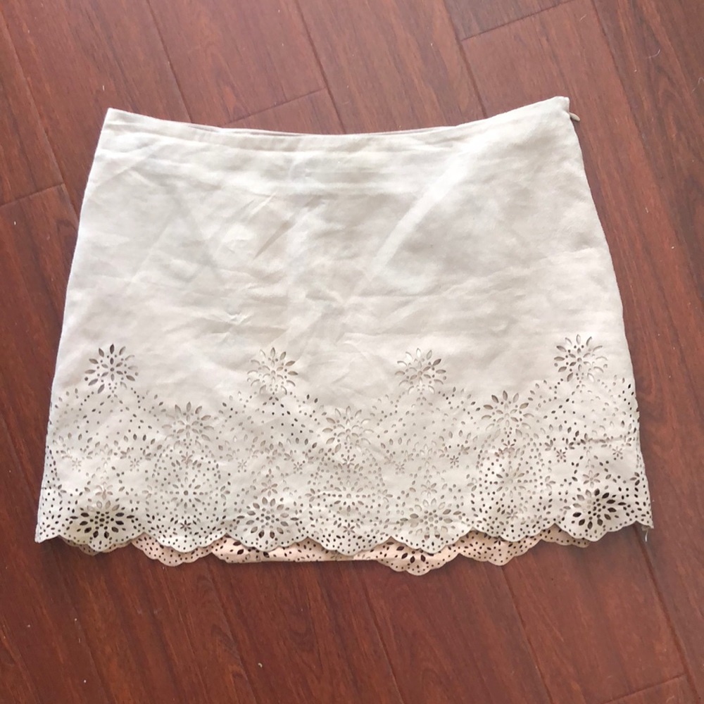 Light brown suede skirt